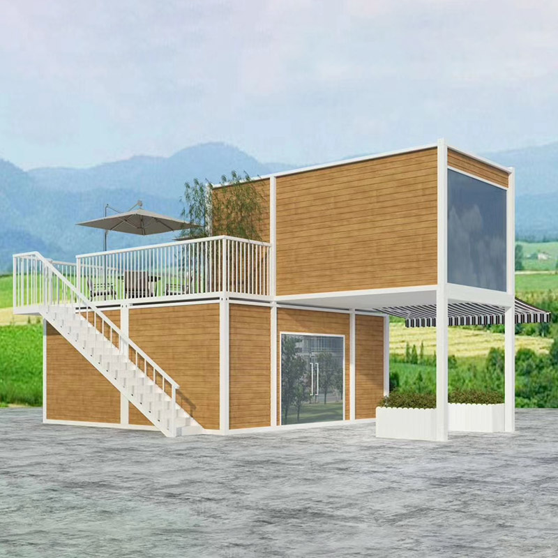 casa de contenedores de paquete plano dúplex para oficina y vivienda con terraza
